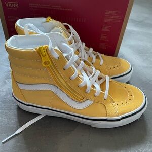 Vans Kids Yellow High-Top Sneakers with White Stripe